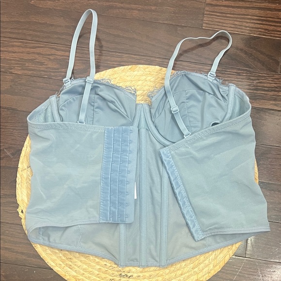 Y2k Elegant Lace Mesh Bustier Corset in Light Blue - Picture 11 of 14